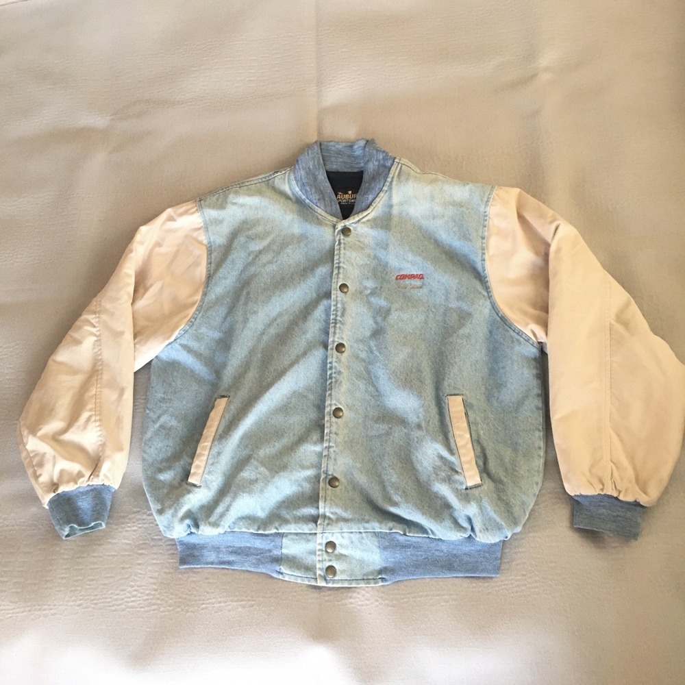 Vintage Comcast Y2K Crisis Team Auburn Sportswear Jacket Varsity Denim Sz Large - Picture 11 of 16